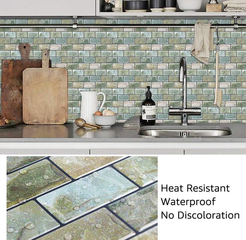Uoisaiko Peel and Stick Tile Subway Brick Backsplash - 10 Sheets, 10""x10.6"" Tiles for Kitchen Wall - Image 5